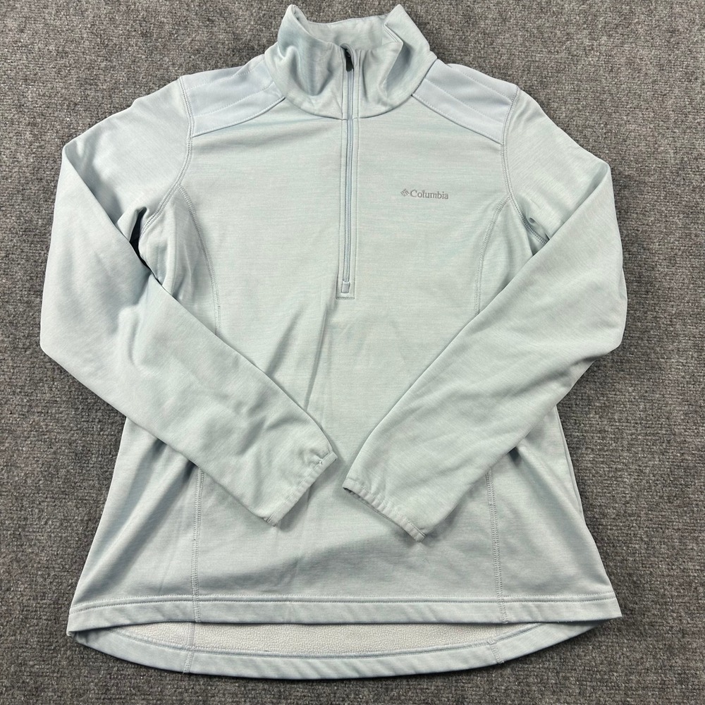 Columbia Pullover Women Large Blue 1/4 Zip Thumbhole‎ Active Hiking Fleece Top